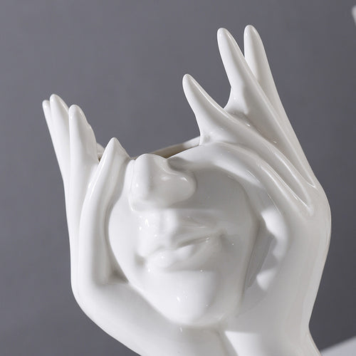 Florero de Cerámica Blanca Creativa Nórdica en Forma de Cuerpo Humano