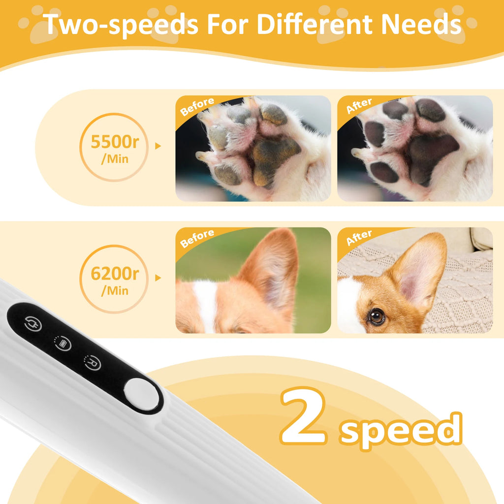 Pet Dog Paw Trimmer with LED Light USB Rechargeable Pet Grooming Clippers Portable Dogs Hair Clippers Low Noise Grooming Tool