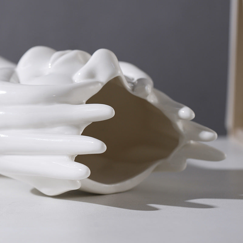 Florero de Cerámica Blanca Creativa Nórdica en Forma de Cuerpo Humano