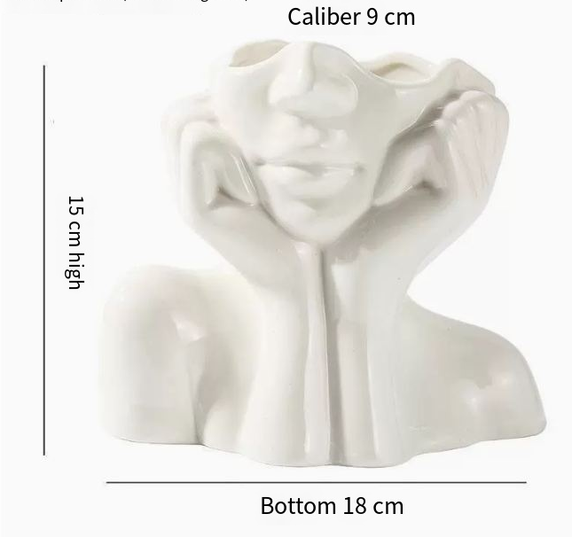 Florero de Cerámica Blanca Creativa Nórdica en Forma de Cuerpo Humano