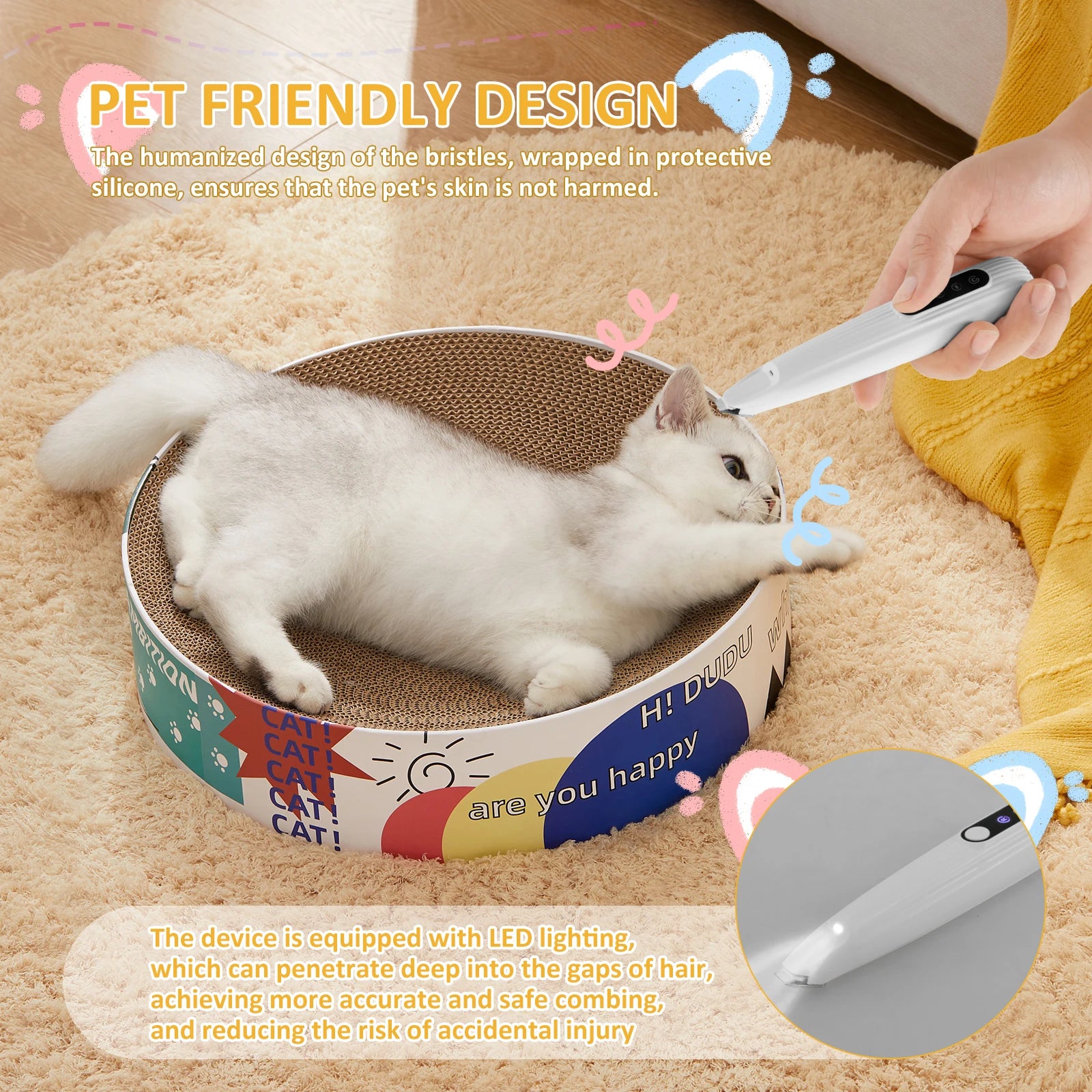 Pet Dog Paw Trimmer with LED Light USB Rechargeable Pet Grooming Clippers Portable Dogs Hair Clippers Low Noise Grooming Tool