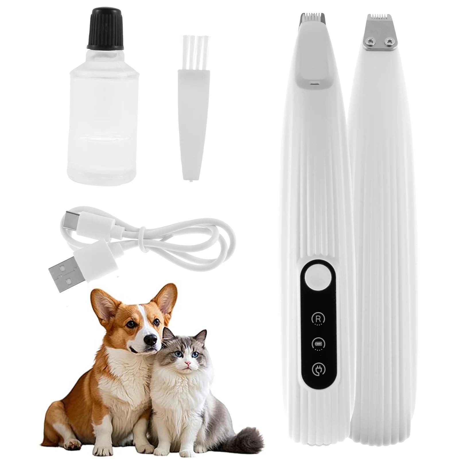 Pet Dog Paw Trimmer with LED Light USB Rechargeable Pet Grooming Clippers Portable Dogs Hair Clippers Low Noise Grooming Tool
