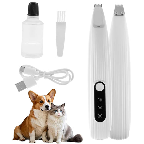 Pet Dog Paw Trimmer with LED Light USB Rechargeable Pet Grooming Clippers Portable Dogs Hair Clippers Low Noise Grooming Tool